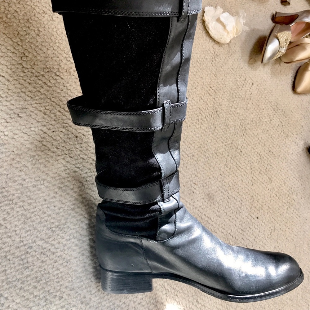 Black leather/suede Cole Haan riding boots